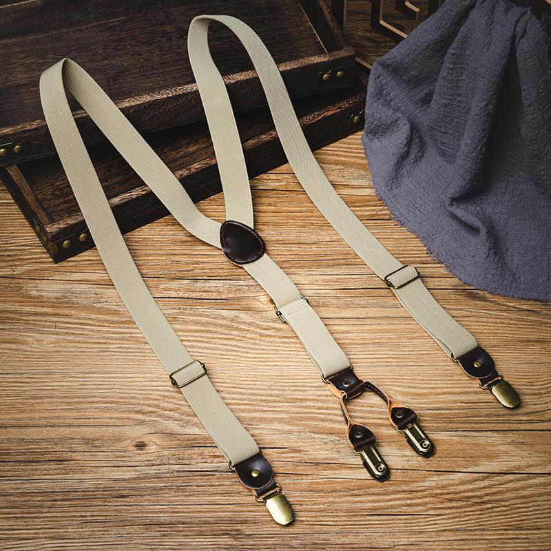 British Nostalgia Non-slip Y-Shape Elastic Suspenders for Overweight Adults хаки