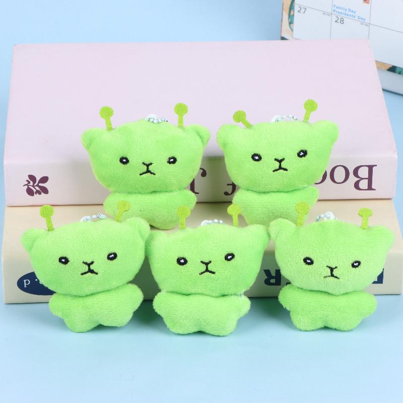 Cute Mini Green Alien Plush Keychains Cartoon Soft Stuffed Doll Keyring Bag Hanging Decoration Car Key Chains Kawaii Gifts