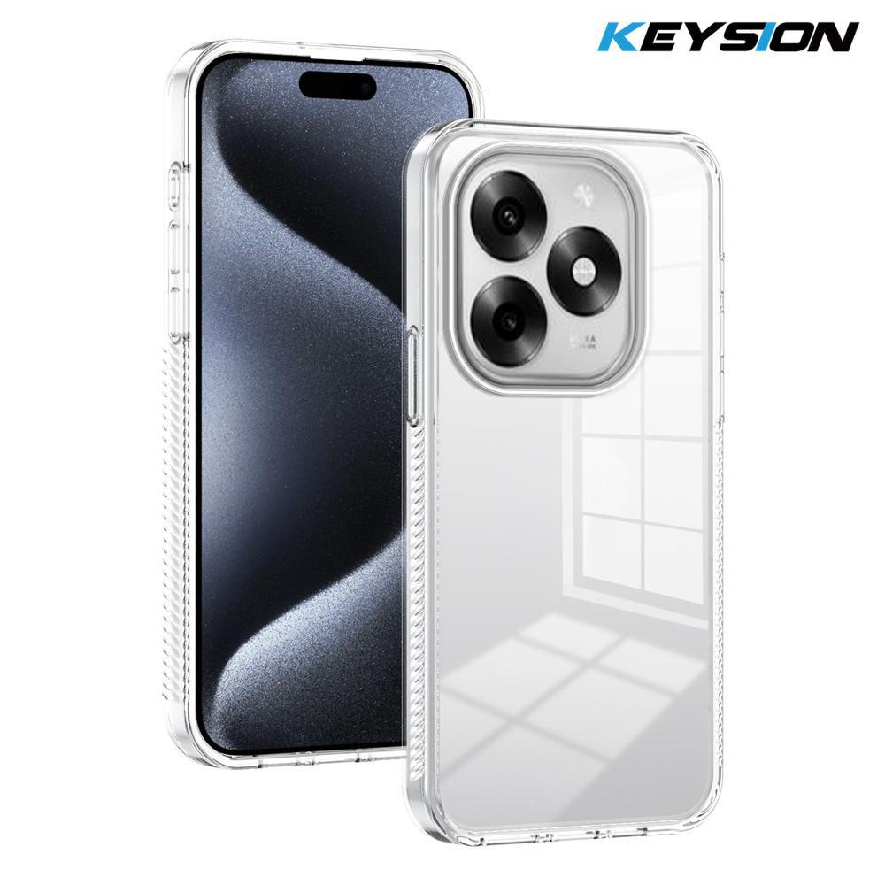 

KEYSION Прозрачный чехол для телефона для Itel S23+ S23 Мягкий ТПУ+ПК Противоскользящий HD Прозрачный Ударопрочный Задняя крышка для телефона для Itel A70 for Itel A70 чистый