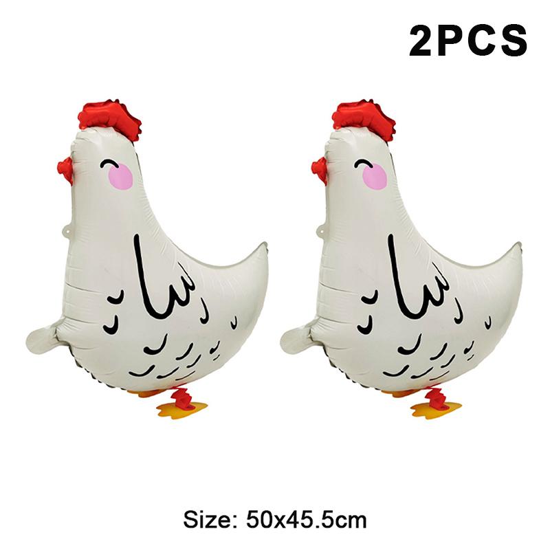 

2 шт. Шары из алюминиевой фольги в форме курицы, Черно-белые в горошек, Мультяшные стоячие украшения, Шары для детской вечеринки по случаю дня рождения A1