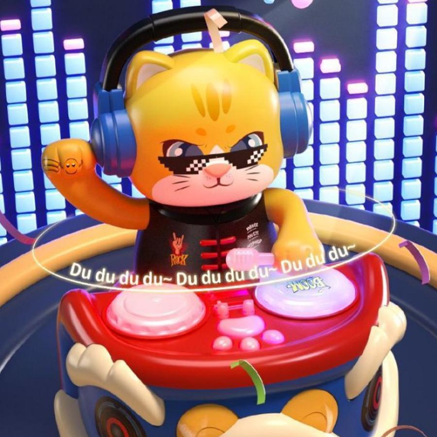 Electric Disc Making DJ Cat Cool Sound and Light Swing Universal Driving Suitable for Children's Gifts Halloween and Christmas