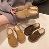 One Foot Pedal Bag Head and Half Slippers Women Wear Autumn and Winter New Thick-soled Heightening Retro Slippers