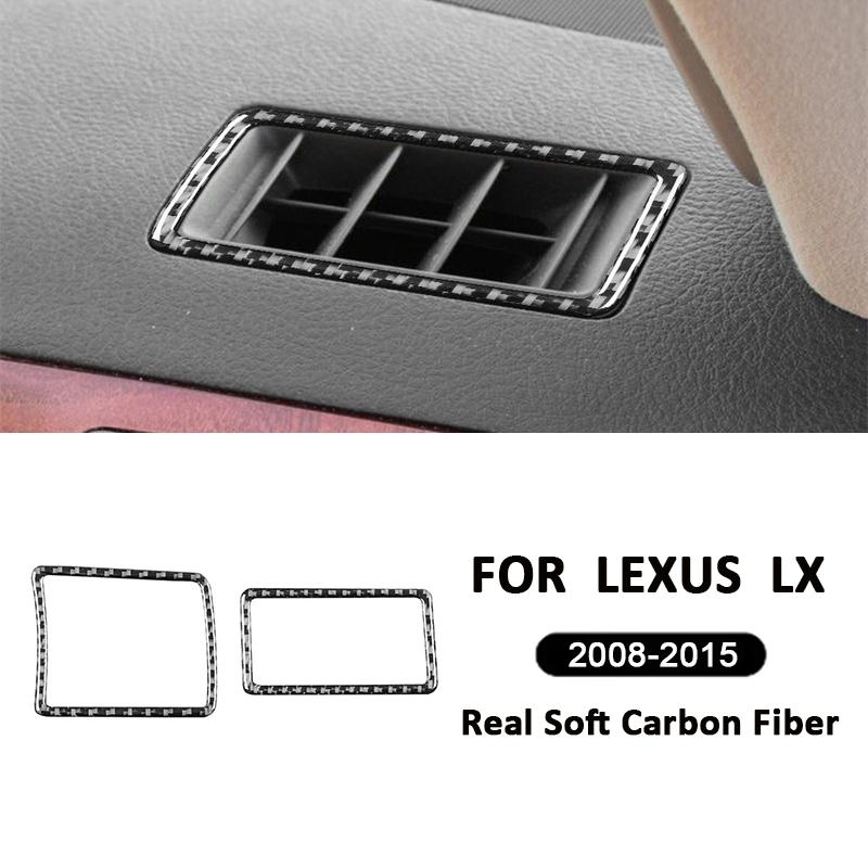 

2PCS For Lexus LX 2008-2015 Carbon Fiber Automotive Interior Dashboard Panel Left Right Air Outlet Frame Decoration Stickers чорний