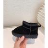Koreanische einfarbige Kinder-Low-Top-Schneestiefel aus mattem Leder, Mädchen-Baumwollstiefel, kurze Stiefel, Baby-Baumwollschuhe