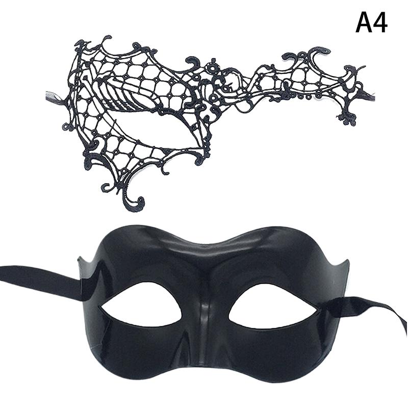 2 Stück Elegantes Schwarzes Spitzen-Maskenset für Paare Perfekt für Venezianische Party Karneval und Halloween-Feiern