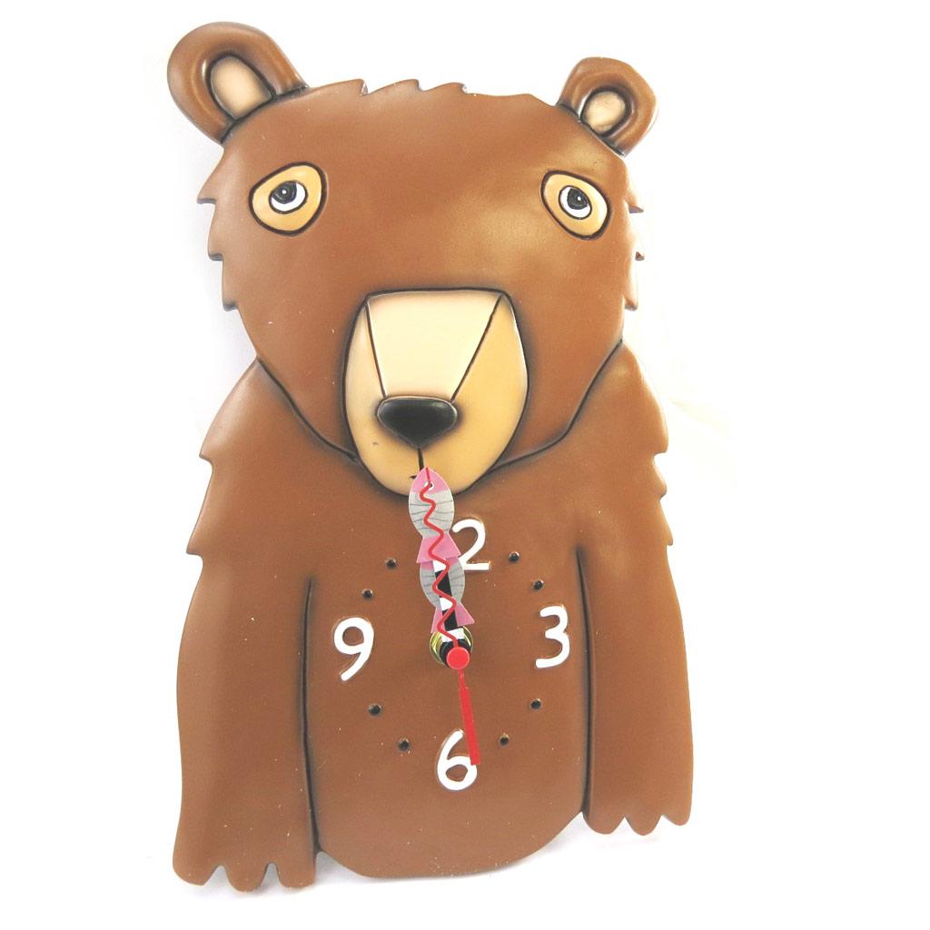 Allen Designs [M3384] – „Allen Designs“ Braunbär-Wanduhr (25 x 20 cm)