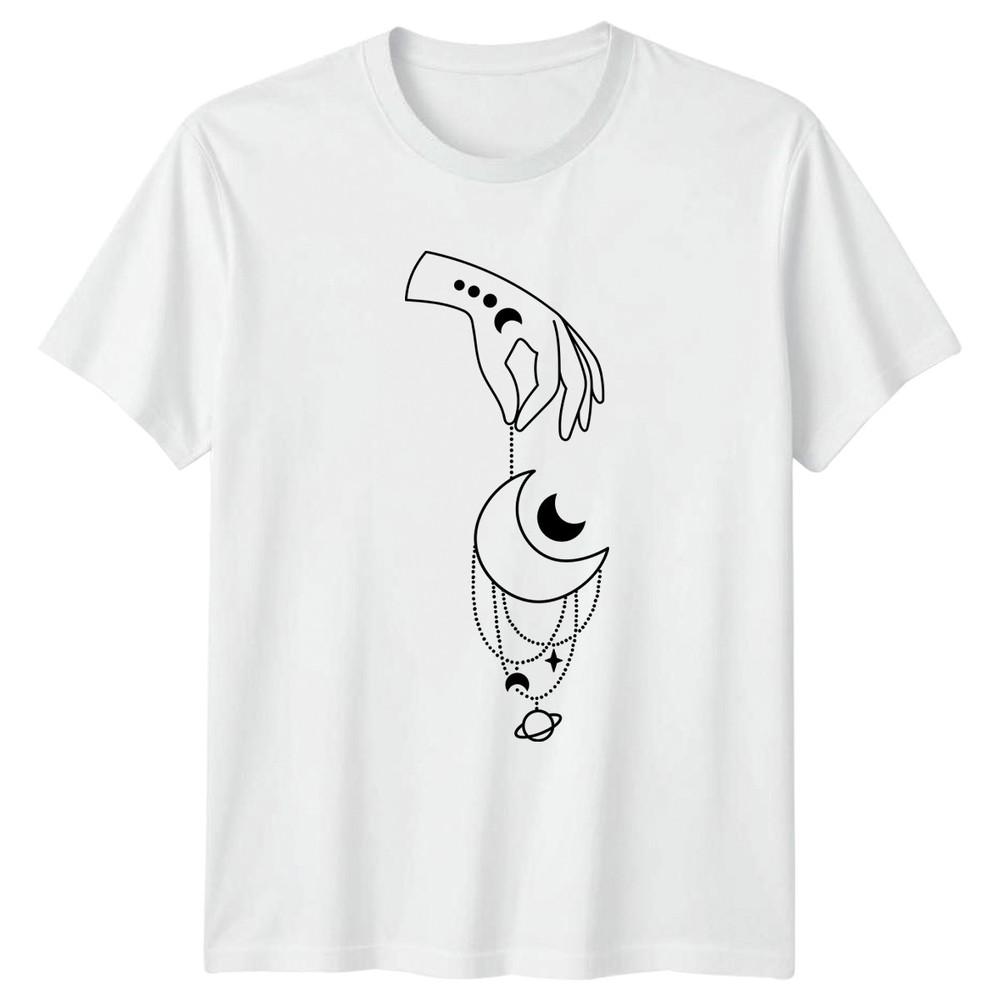 Hand Holding Celestial Moon Stars Unisexs TShirt Astrology Witch Mystical S