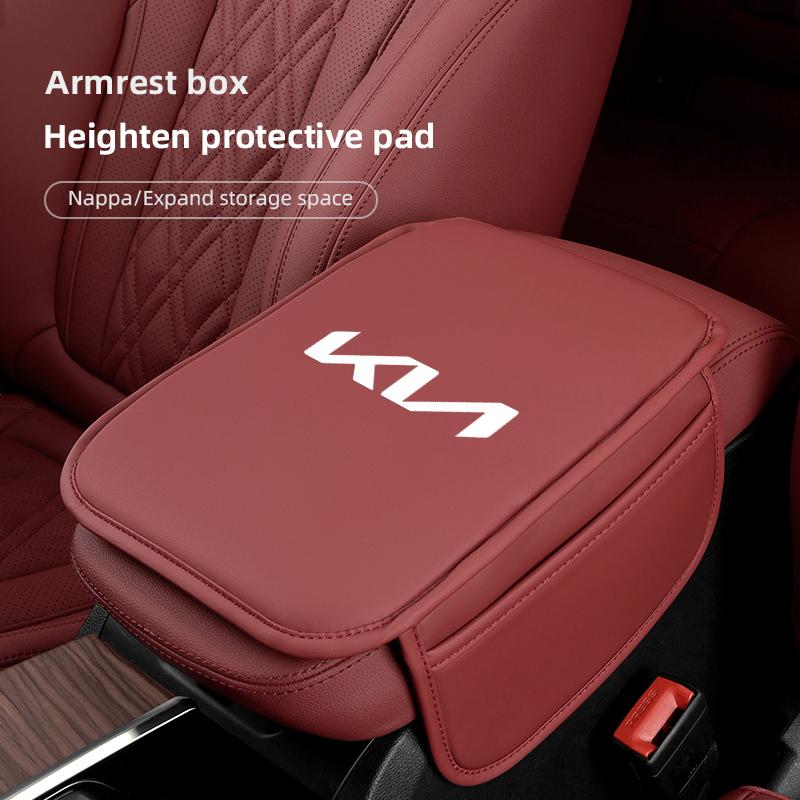 JUNT9 Car Armrest Mats Arm Rest Cushion Interior Accessories For Kia Rio Soul Cerato Soent Sportage Picanto K5 Forte Niro Morning Ceed