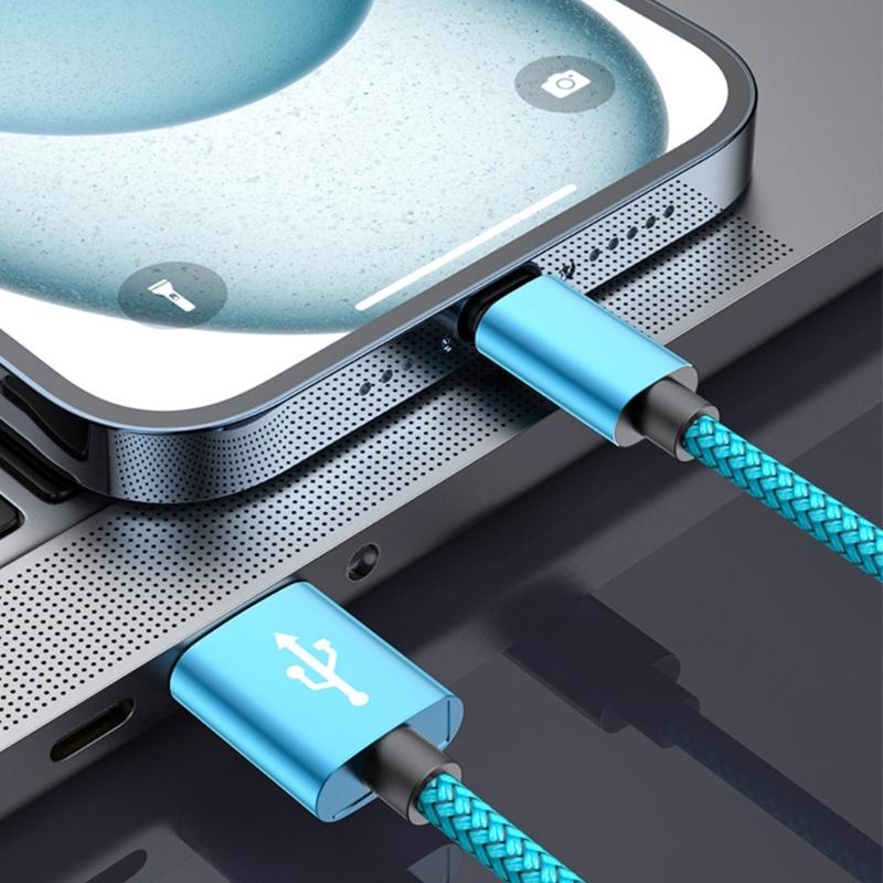Braided Phone Chargers Cables USB C Fast Charge 3A Power Delivery 100W 480Mbps Data Transfer for Multiple Devices