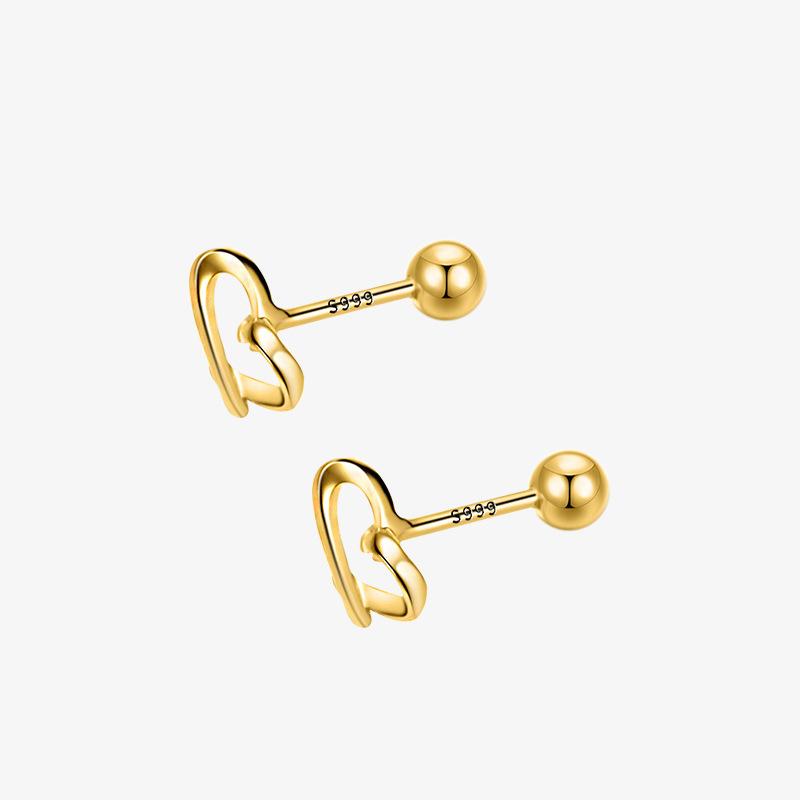 Love Earrings, Screws, Earrings, No Need To Pick Up Ear Holes When Sleeping, Light and Luxurious Hollow Heart-shaped Earrings