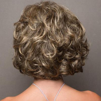 Modische Damen-Perücke mit kurzem Haar, lockiges Haar, Pony, lose synthetische Cosplay-Perücke, flauschig, natürlich, braun
