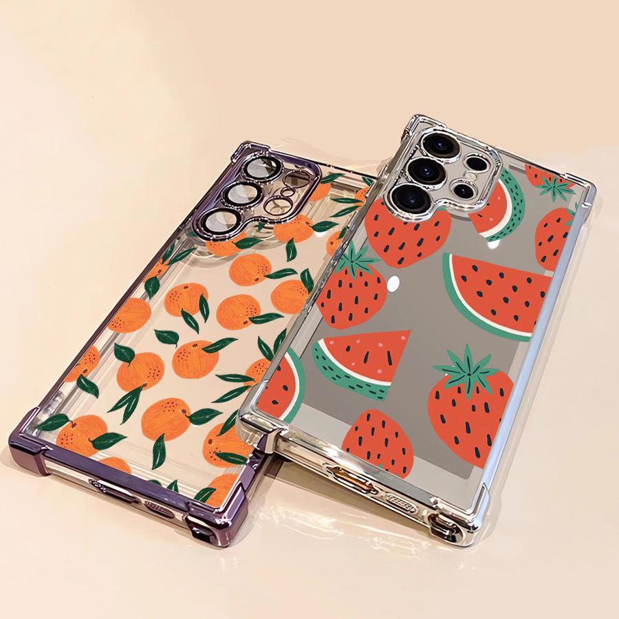 Soft Cover Phone Case for Samsung Galaxy S22 Ultra s24ultra s24fe S23 S21FE S25 Ultra S24 S20 FE S25 Plus Cartoon Orange