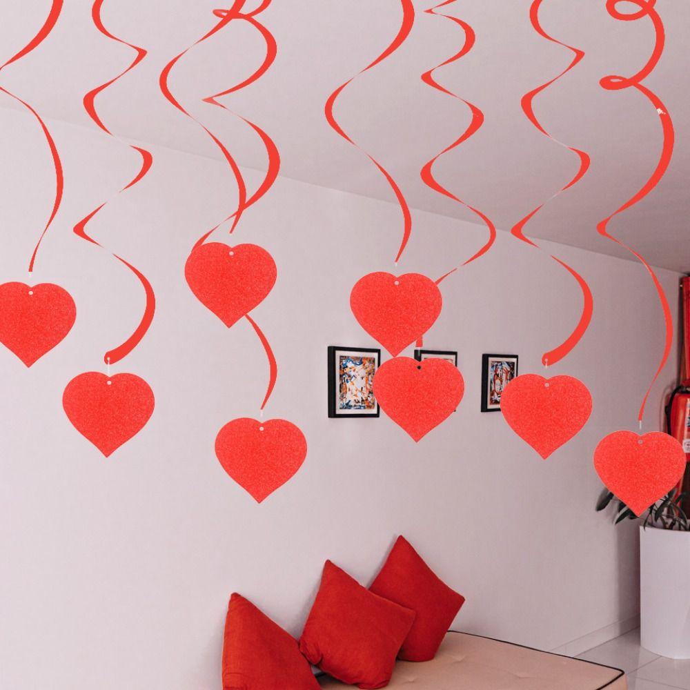 

6 Pcs Red Heart Spiral Hanging Garland Hanging Heart Ceiling Hanging Decoration Holiday Festival