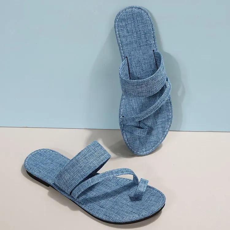 Fashion Fashionable New Summer Women's Shoes Versatile Sports and Casual Set Toe Women's Flat Bottom Sandals and Slippers Solid Color
