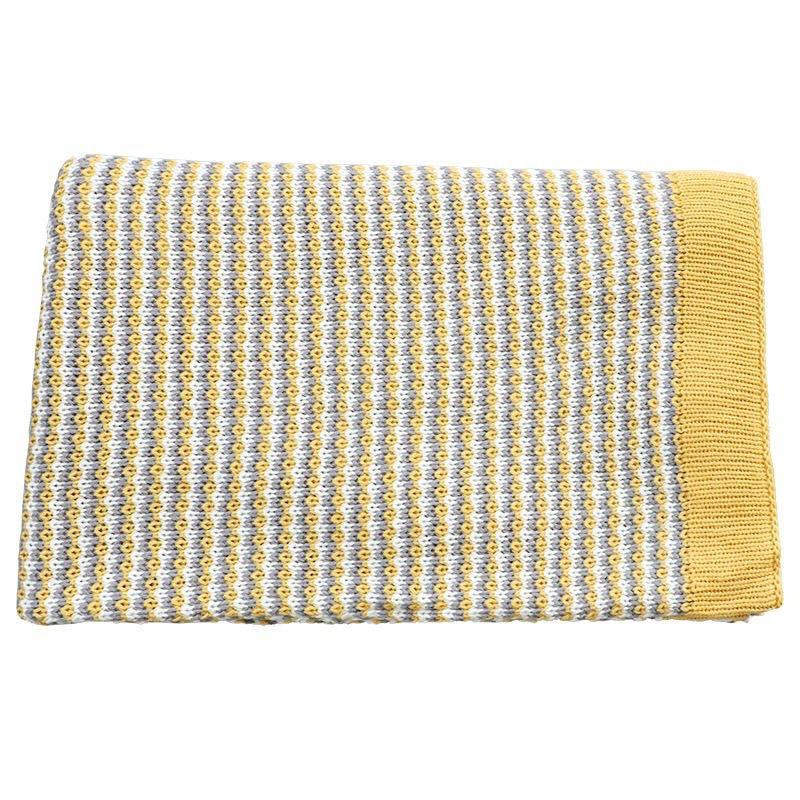 Nordic Style Knitted Casual Throw Blanket Office Nap Throw Portable Blanket Yellow Woven Shawl