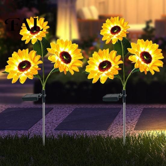 Automatische Solar-Gartenleuchte Sonnenblumenlicht, Realistisch Angetrieben Außenblume Wasserdicht Automatisches Ein-/Ausschalten Dekoration für Terrasse Hinterhof Wiederaufladbare Lampe