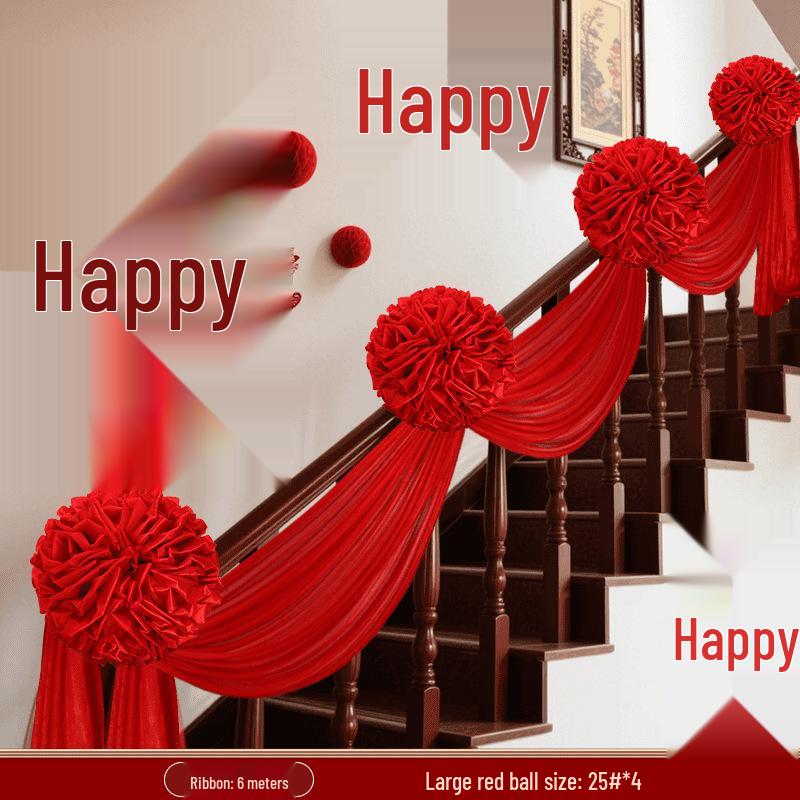 Large Red Hydrangea Wedding Decoration Set for Stairs and Rooms