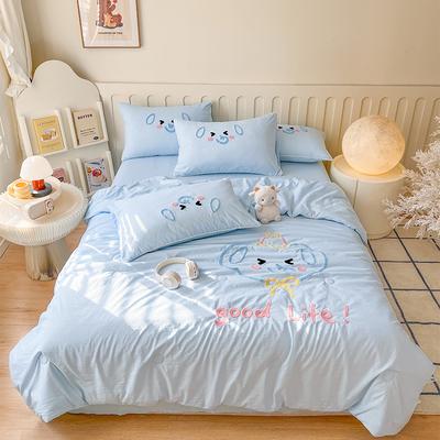 Cool Feeling Silk Summer Duvet Bedding Sets Lightweight Breathable Ice Silk Quilt 4 Pcs Set Cooling Banket Bed Sheet Pillowcase