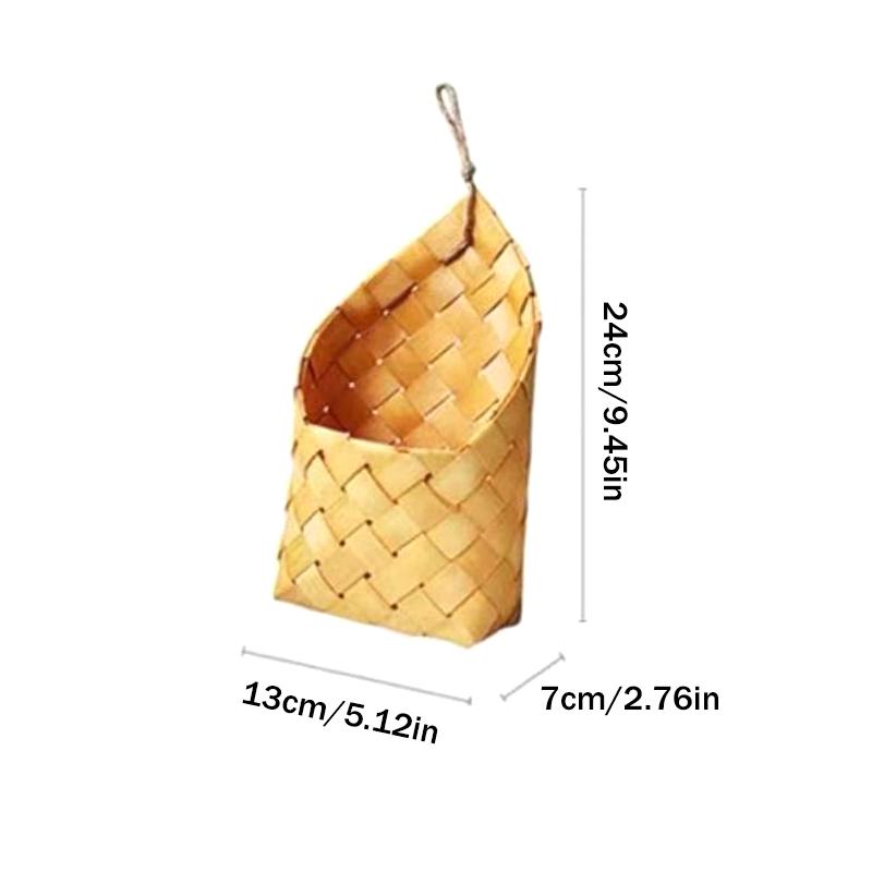 Wall Mounted Kitchen Storage Basket With Handle Home Decoration Wood Hand-Woven Basket Vegetable Fruit Flower Sundries Organizer S 599₽
