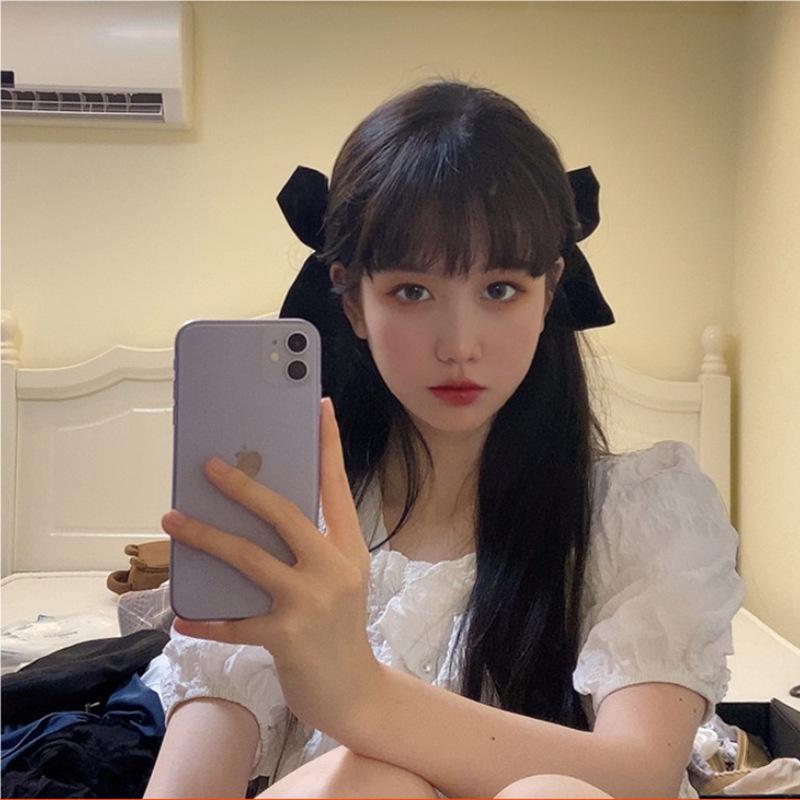 Large Silk Bow Hairpin: Korean Hair Flower Clip for Ponytails & Updos