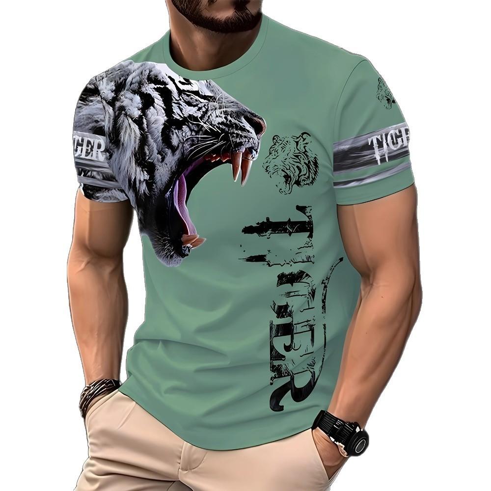 

Футболка с коротким рукавом, 3D-принтом животного, круглым вырезом, модная, универсальная 6xl