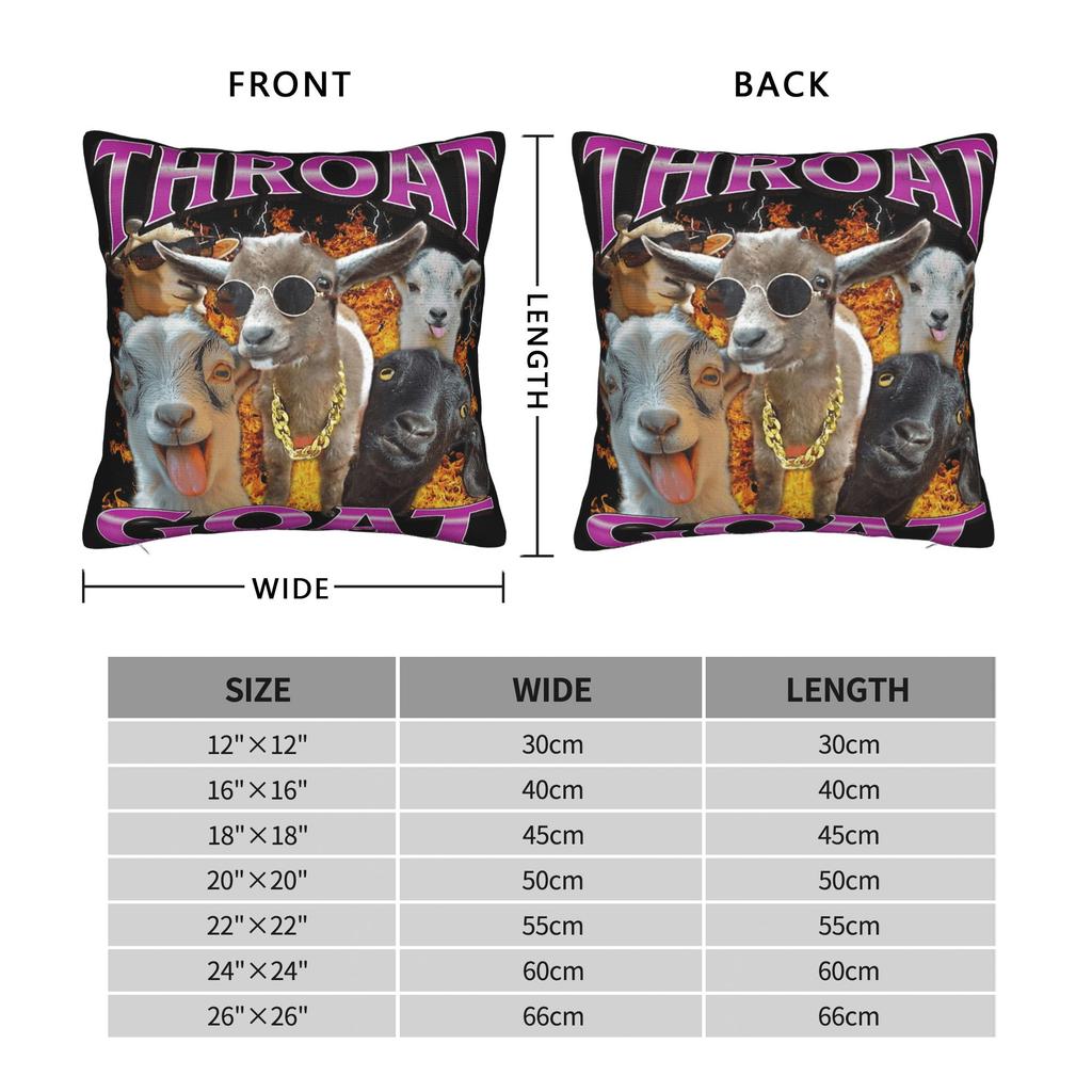 Throat Goat Funny Adult Humor Pillowcase Accessories Printed Cushion Cover Decorative Throw Pillow Case Cover Seater Multi Size