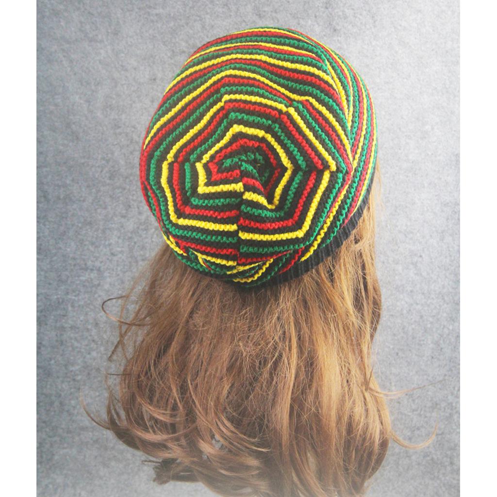 Autumn Street Knitting Beanie Hat Unisex Jamaica Stripes Baggy Hip Hop Skull Cap