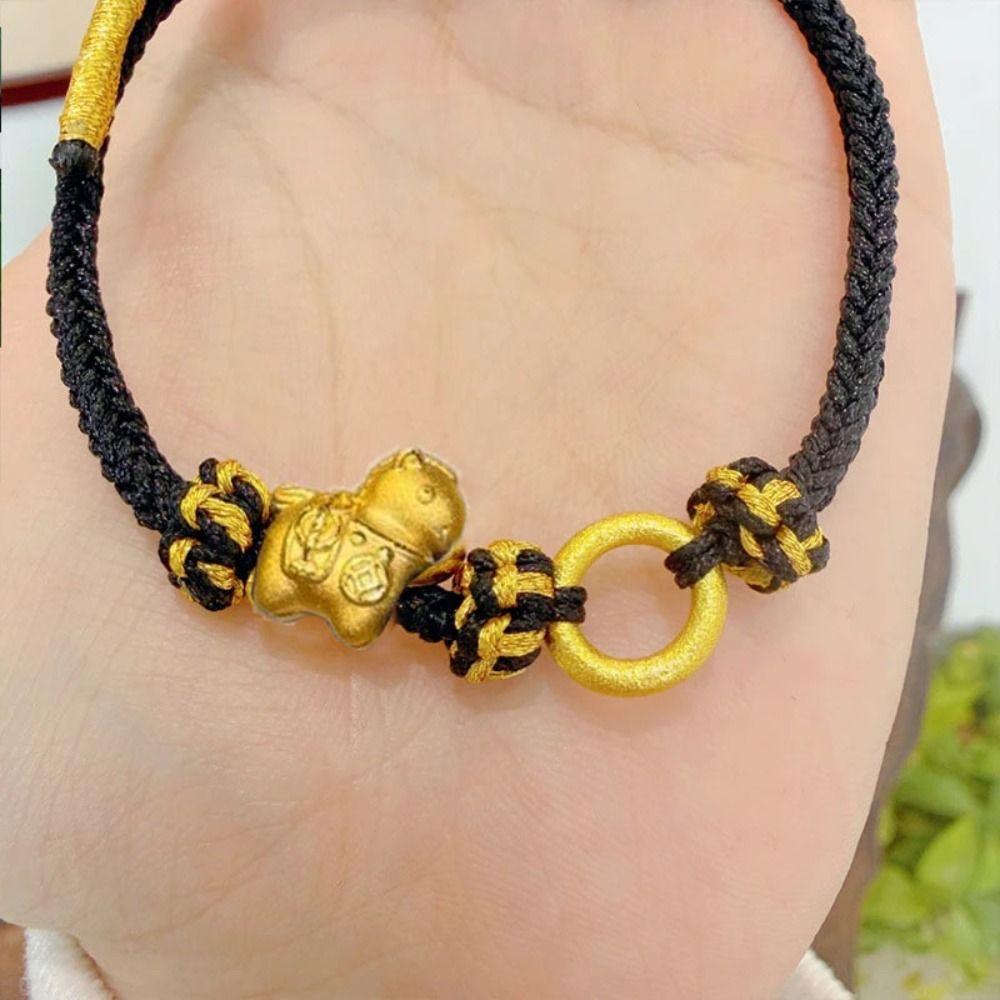 Good Luck Zodiac Metal Horse Bracelet New Year Woven Beaded Bracelet Horse Weave Hand Rope Couple