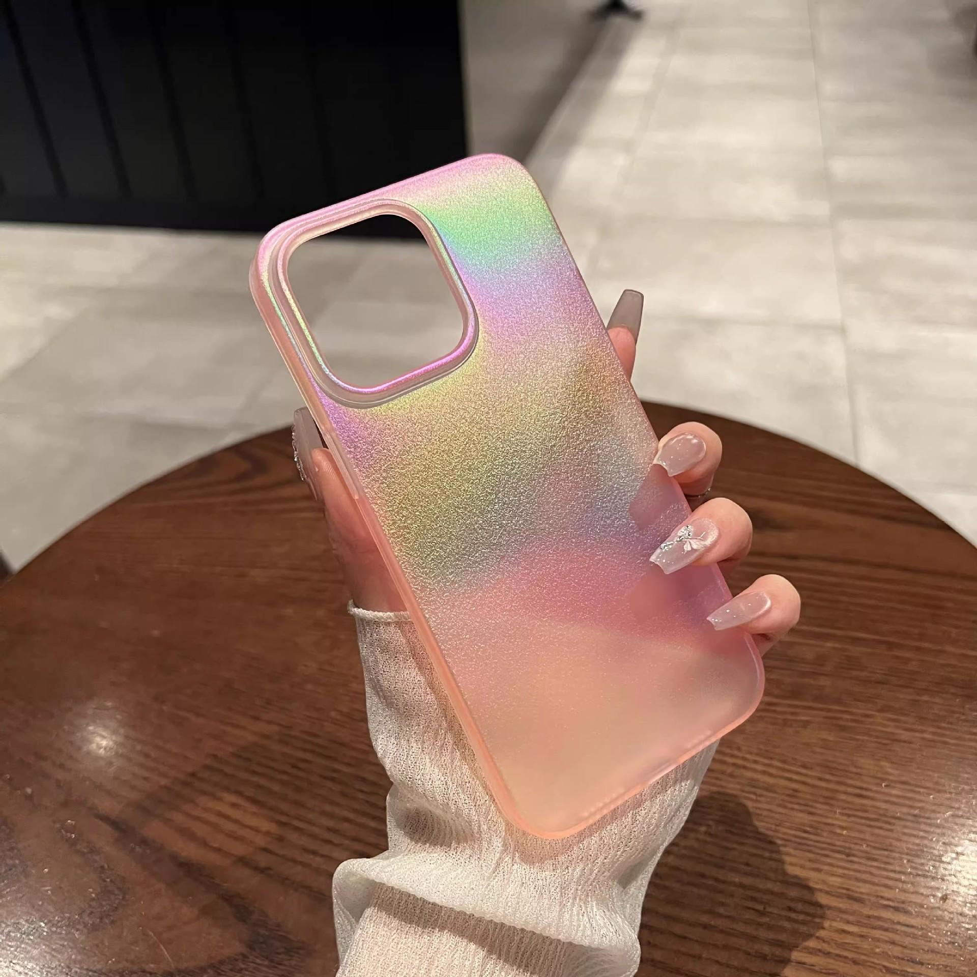 

Красочный перламутровый узор Подходящий для Iphone16PROMAX Матовый чехол для телефона Apple 15 Лазерный градиент 14 Противоударный чехол iPhone16