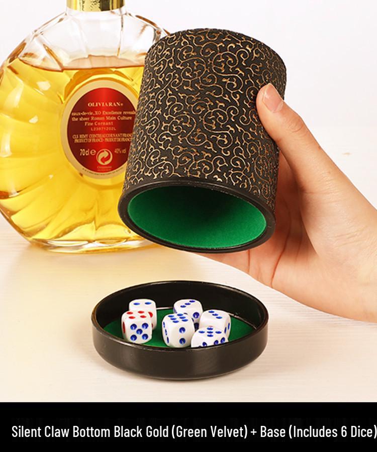 Flockad Ljudabsorberande Läder Tärningskopp Set med 6 Tärningar