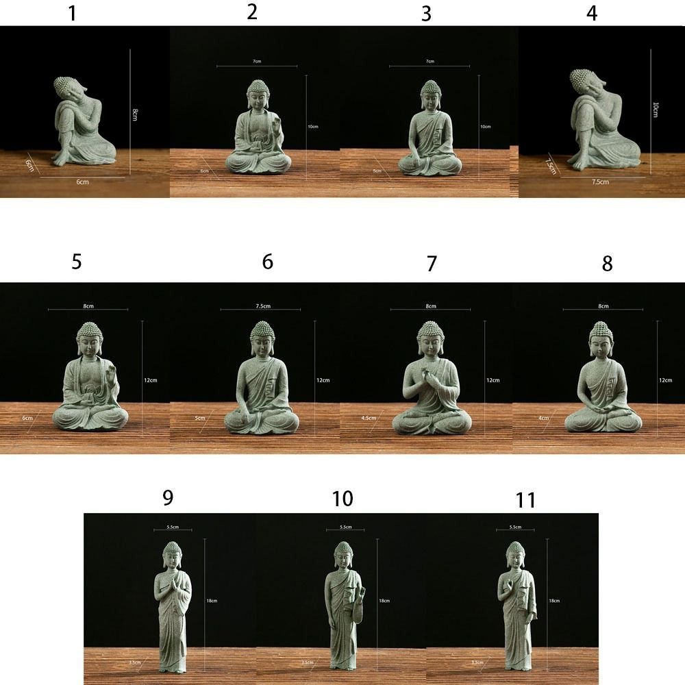 Green Sandstone Buddhist Ornament Oriental Culture Buddha Statue Sandstone Buddha Lawn