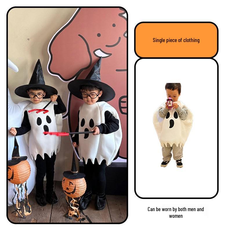 Halloween Pumpkin Ghost Costume Set for Boys with Cloak, Cape & Props