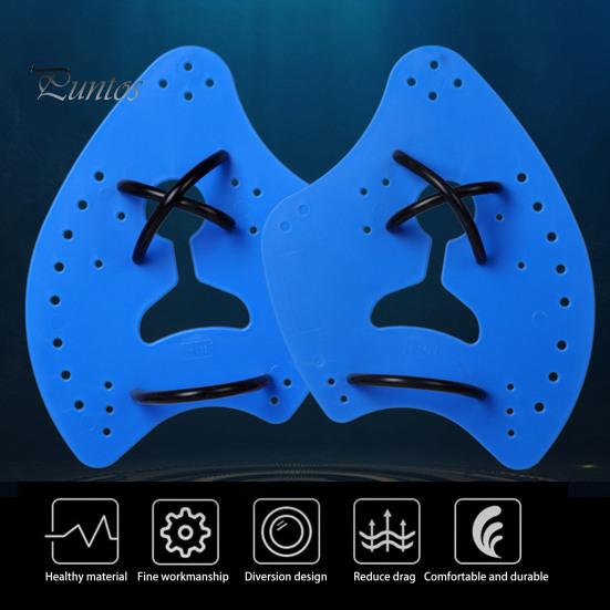 Porous Drainage Swim Fins 1 Pair Swimming Hand Paddle with Silicone Strap Holes Professional Kids Resistance Reducing Fin Adults Beginner Freestyle
