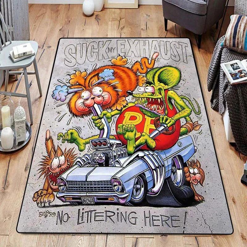 Funny Room Rugs Foot Carpets R-Rat Fink Entrance Doormat Kawaii Rug Floor Mats Bath Mat Kitchen Hallway Carpet Home Decor 40x60cm