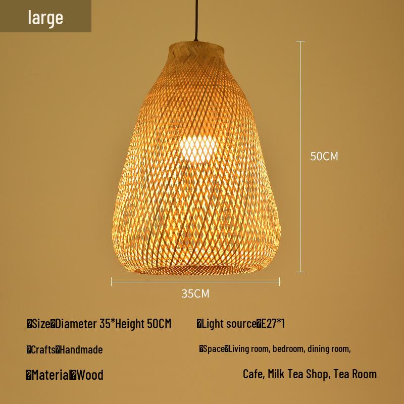 A8L Bamboo Pendant Lamp: New Chinese Zen Style, Rattan Woven Design, Ideal for Tea Rooms, Dining Areas & Teahouses with Japanese Antique Touch.