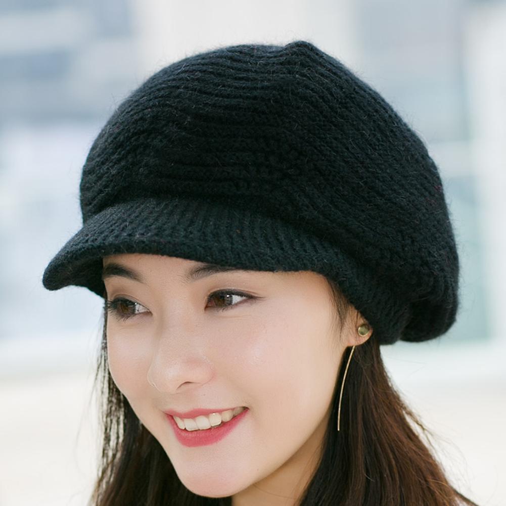 Women Knitted Cap Peaked Octagonal Beret Cap Fashionable Winter Autumn Hat