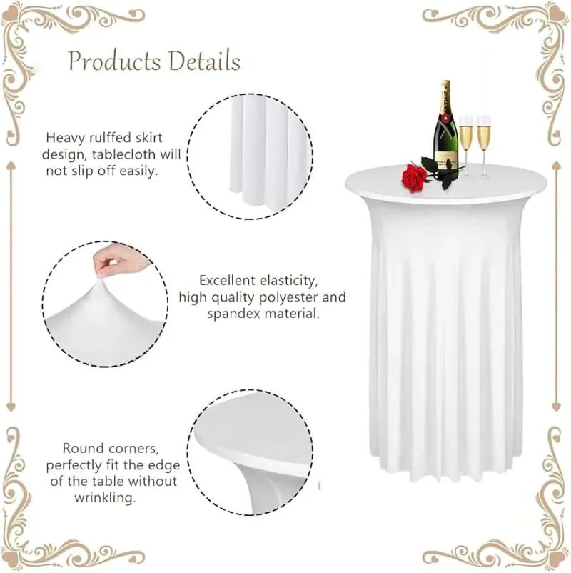 Round Spandex Cocktail Table Covers with Skirt, 32x43 Inch Stretch Fitted High Top Table Cover For Bar Wedding Party Banquet
