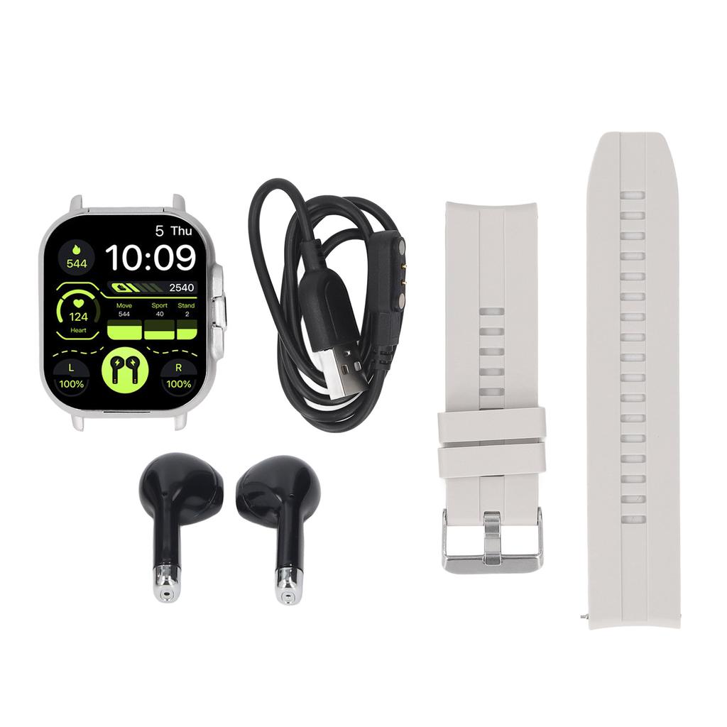 2 In 1 Smart Watch with Earbuds 2.01 Inch HD Touch Screen Bluetooth Call Fitness Tracker Sports