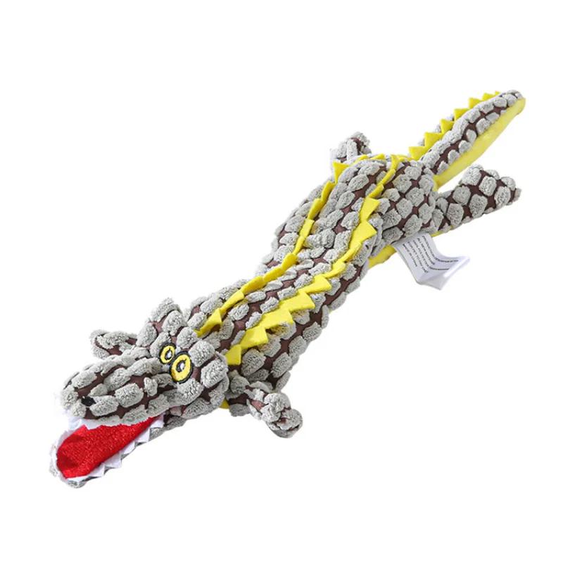 Plyšové pískací hračky pro psy, zvlněné plyšové krokodýly, bez výplně, žvýkací hračka pro psy pro štěňata středních a velkých psů, pískací hračky