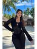 European & American Knit Hollow Long Sleeve Sexy Dress Beach Cover-up Hoodie Cardigan Bikini Outerwear