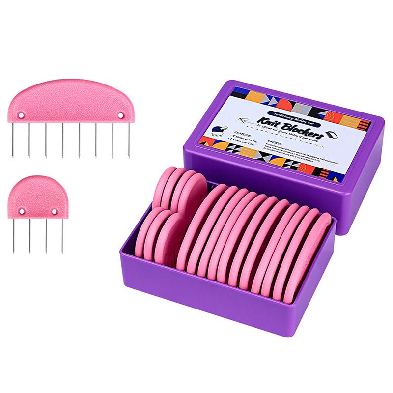 

{Summer2} Knit Blockers Set 20Pcs Stainless Steel Knitting Blocking Combs And Pin With Different Sizes For DIY Knit Crocheting розовый