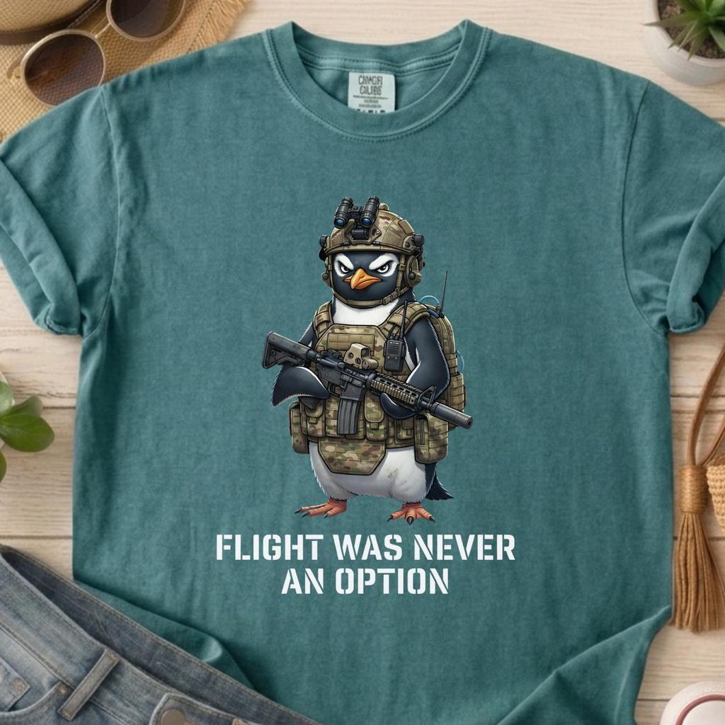 Tactical Penguin Shirt, Flight Was Never an Option Tee, Funny Penguin T-Shirt, Animal Humor Graphic Tee, Meme Lover Gift