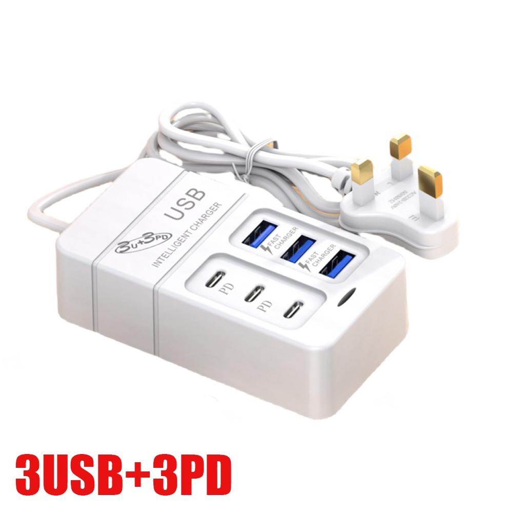 35W 6 Ports USB Fast Charger PD Type C Fast Charging Phone Power Charger USB Hub Adapter Multiport EU US Plug Quick Wall Charger