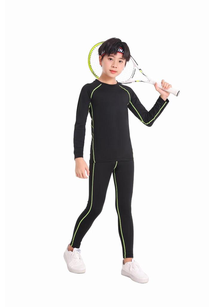 Kids' Quick-Dry Base Layer Sports Set: High-Elasticity Compression Top & Pants for Running, Training, Fitness, and Basketball