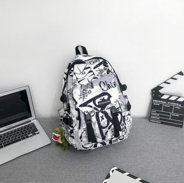 Schulrucksack trendige Marke Rucksack Herren Ins trendig cool große Kapazität Graffiti Rucksack Schüler Pendler Schulrucksack College-Studenten Reise Rucksack