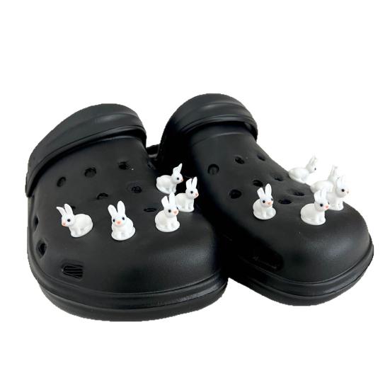 2/3/4/5/6/8/10Pcs White Rabbit Clog Shoe Charm Lightweight DIY Clog Slipper Sandal Plastic Bunny Decoration Kids Adults Shoe Accessories