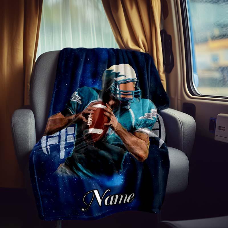 Blue Rugby Style Rv Customize Your Name Blanket Is Suitable For Rv Camping Traveling Rv Home Soft And Warm Rv Interior Blanket Suitable For Gifts To