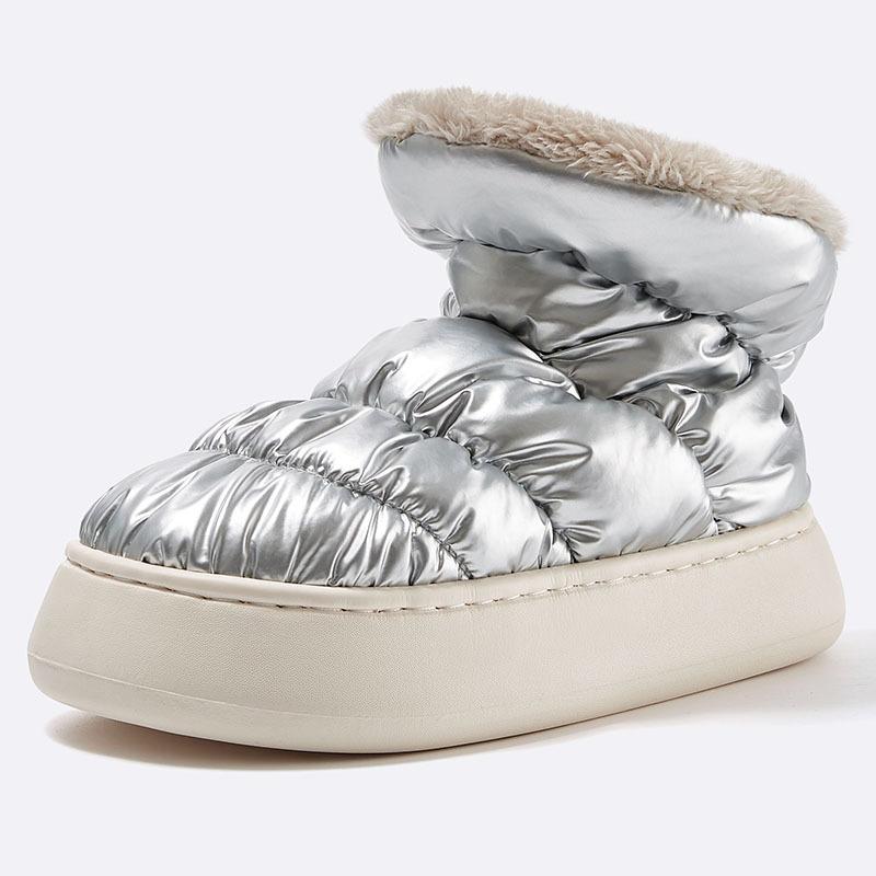 Móda Zimní teplé boty 2024 nové vysoké pevné látky odolné proti dešti milovníci plyše nosí domácí bavlněnou obuv doma i venku pantofle