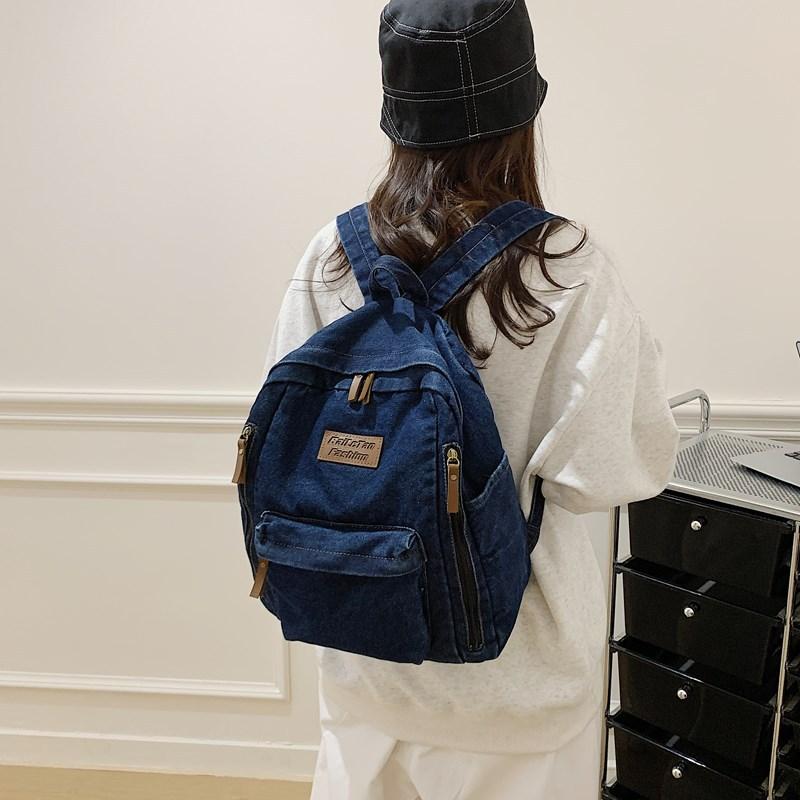 Zaino1011 estate nuova moda semplice tendenza zaino grande capacità borsa in denim studente universitario liceo scuola media