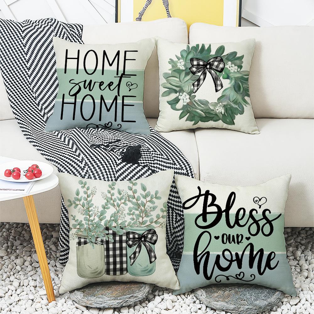 New Spring Pillow Series, Plant-based Letter Digital Printing Pillow Cover, Home Atmosphere, Ins Style